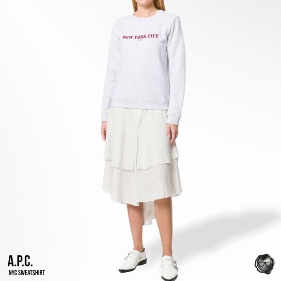 A.P.C. U.S. NEW YORK CITY GRAPHIC SWEATSHIRT IN GREY / GRIS CHINE - Picture 6 of 9
